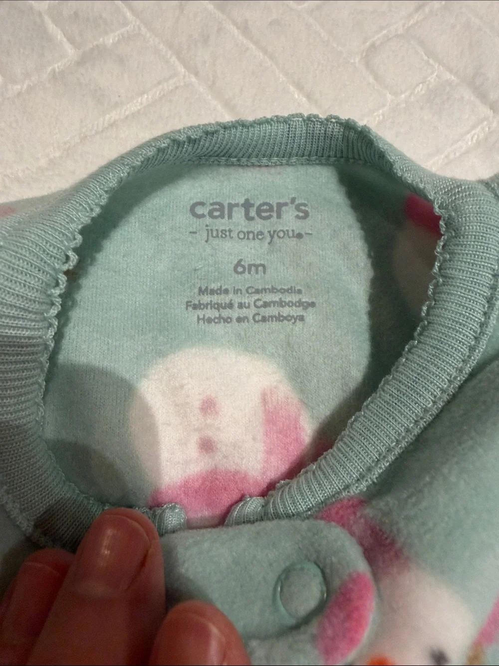 Carter's Mint Green Snowman Fleece Footed One-Piece Pajamas NWT 6mos
